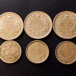 British India Set of 3 pairs of different years with 2 different denominations of King 👑 George VI Denomination:₹1/2,₹1/4 Year:1942,1943,1944 Excellent condition same and similar piece is available
