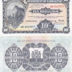 United Kingdom, Gibraltar 50 Pence / 10 Shillings World Tourism Year Commemorative issue Rare UNC 🤩Note