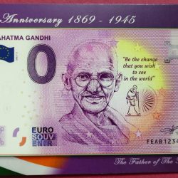 Malta 0 Euro Mahatma Gandhi Special Issue Legal Tender Note With Folder