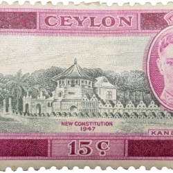 Postal Stamp of Ceylon(Sri Lanka) of George VI 15 Cents Pink-Black Colour with 'New Constitution - Kandy' Mint Un-Used Condition as per Image.
