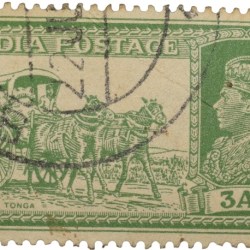 Postal Stamp of George VI Green Colour 2 Annas 'DAK Tonga' Issue Used Condition as per Image.