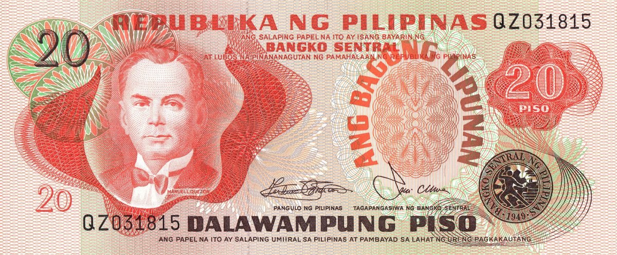 20 Piso of Philippines Country (AD 1978-1985) with Malankanyang Palace