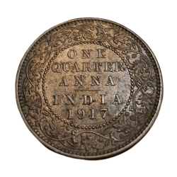 British India One Quarter Anna Year 1917 King George-V High AUNC Grade.