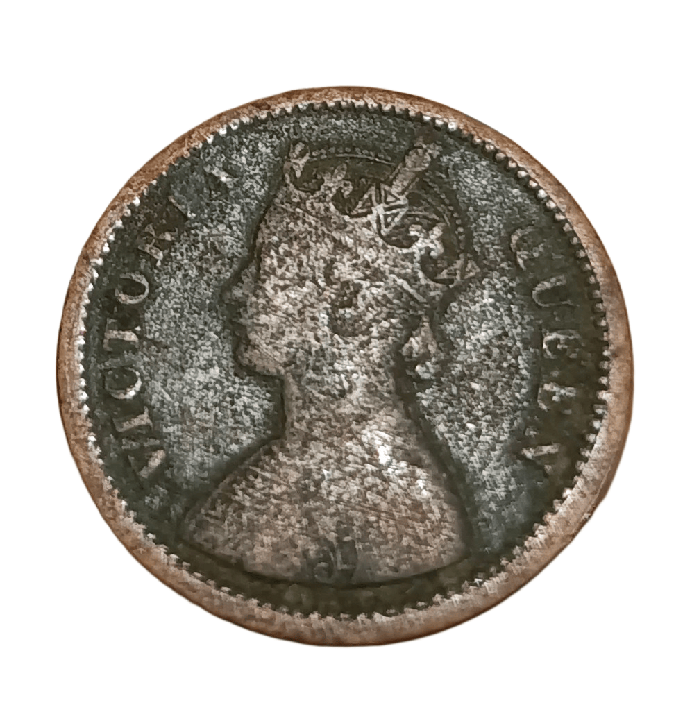 British India 1/2 Pice Year 1862 Queen Victoria Used Condition.