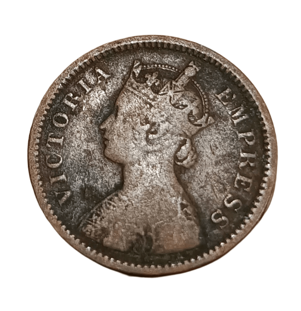 British India 1/2 Pice Year 1888 Victoria Empress **V. Scare** Used Condition.