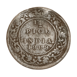 British India 1/2 Pice Key Date Year 1909 King Edward-VII **Scare** Used Condition.