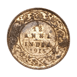 British India 1/12 Anna Year 1915 King George-V High AUNC Grade.
