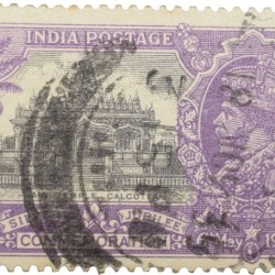 Postal Stamp of George V - Silver Jubliee 6th May 1935 - Jain Temple, Calcutta - 1-1/4 Annas Purple Colour - Used Condition as per Image.
