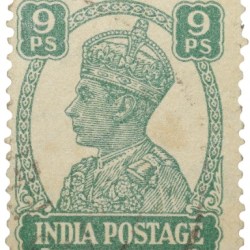 Postal Stamp of George VI 9 Pies Green Colour - Used Condition as per Image.
