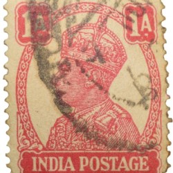 Postal Stamp of George VI 1 Anna Red Colour - Used Condition as per Image.