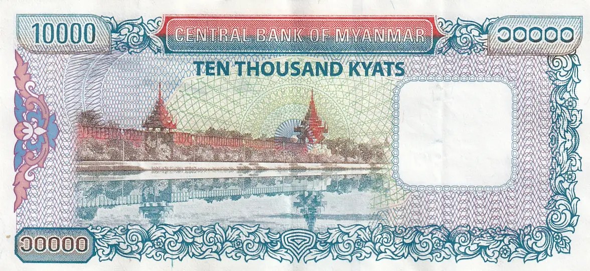 10000 Kyats of Mayanmar 2015 Year Extra Fine Note Rare
