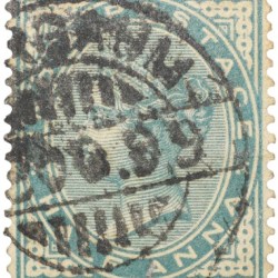 Postal Stamp of Queen Victoria 1/2 Anna Green Colour - Used Condition as per Image.