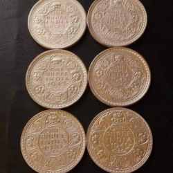 King👑👑👑George Vl 6 Different years Years- 1₹ Complete Set Dates Details:- 1940/41/42/43/44 /45 Weight 11. 6 GM Each Original Gauarantee Excellent Condition.