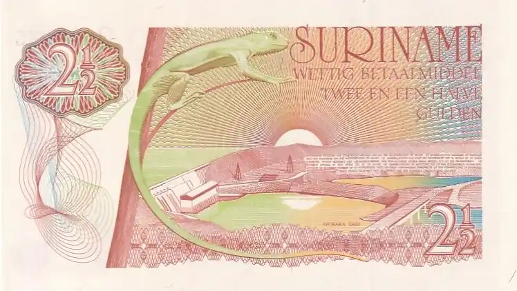 2 1/2 Gulden of Suriname Old 1973-1978 Rare Unc Note