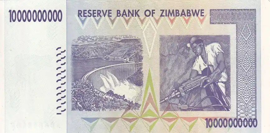 10 Billion Dollars Zimbabwe High Denomination Rare Note