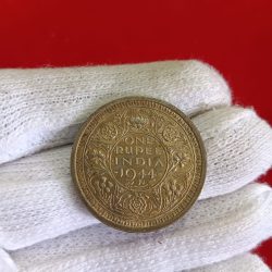 George Vi One Rupee India 1944 Bombay Mint Silver Coin Good Condition British of India