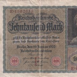 Germany 10 000 Mark Reichsbanknote rare Big size Note #b-2