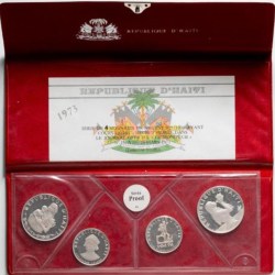 Haiti Proof Set (4 Coins) Silver 25 & 50 Gourdes 1973 w/ Original Case & CoA. Very rare. Please see description