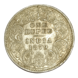 British India Silver Rupee Year 1879 Victoria Empress Calcutta Mint **Scare** High Collectable Grade.
