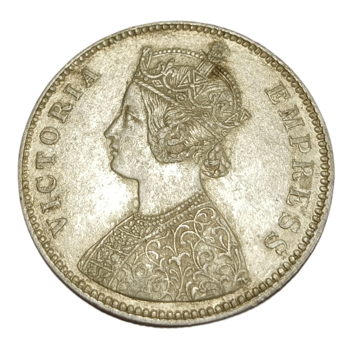 British India Silver Rupee Year 1879 Victoria Empress Calcutta Mint **Scare** High Collectable Grade.