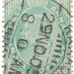 Postal Stamp of Edward VII 1/2 Anna Green Clour - Used Condition as per image.