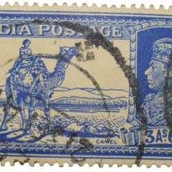 Postal Stamp of George VI Blue Colour 3 Annas 6 Pies 'DAK Camel' Issue Used Condition as per Image.