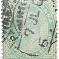 Postal Stamp of Edward VII 1/2 Anna Green Clour - Used Condition as per image.