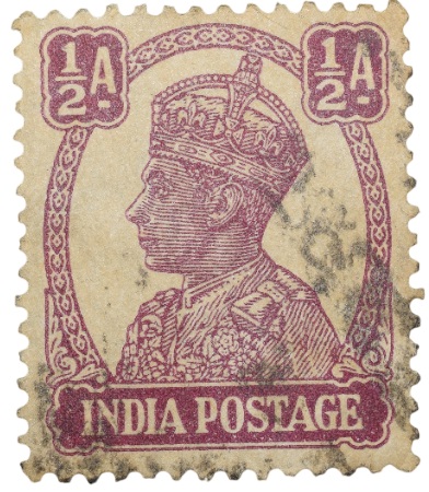 Postal Stamp of George VI 1/2 Anna Murhoom Colour - Used Condition as per Image.