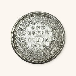 Re 1 British India Queen Victoria Rupee Silver year 1878 Unique and Rare