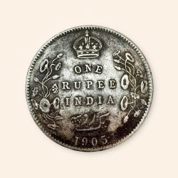 Re 1 British India Edward VII Rupee Silver year 1905 Unique and Rare