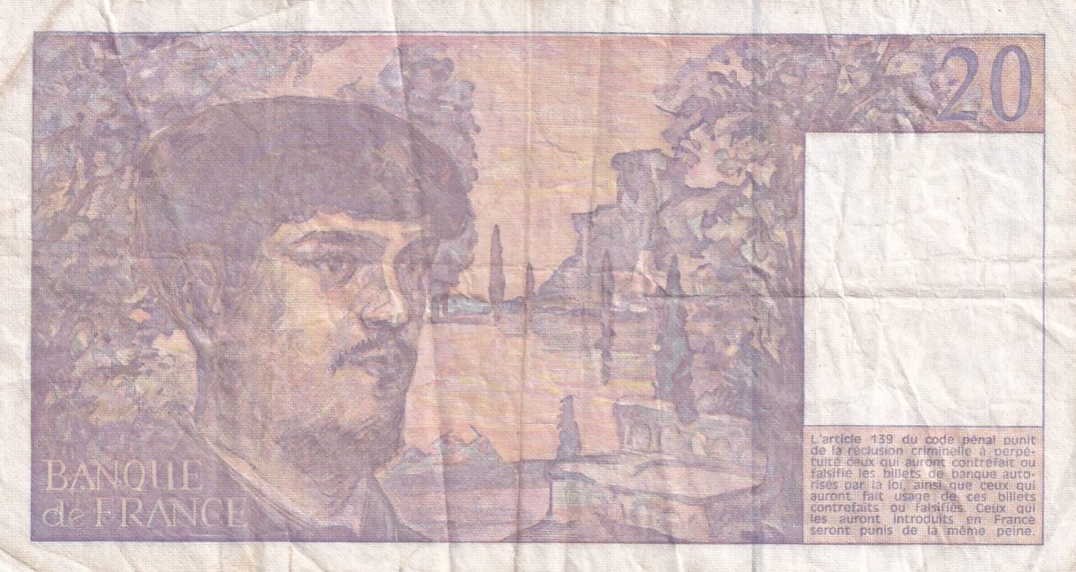 France 20 Francs - Debussy type 1980 modificated Rare Note #B-2