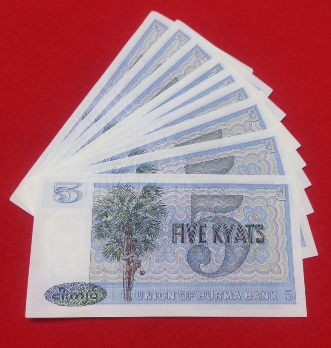 Myanmar 5 Kyats GEM UNC Condition Each Note Price 157.5