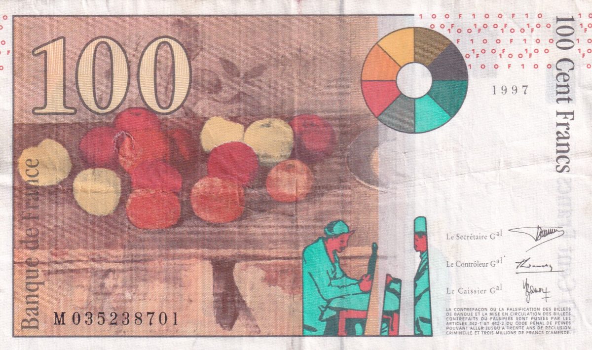 France 100 Francs Cézanne Lowest price World Note #b-2