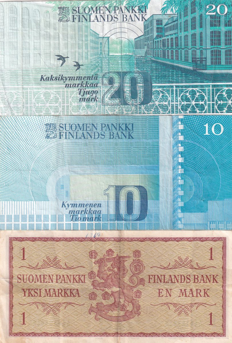 Finland 3 Different Markkaa Note rare Old issue (3 note SET) #B-2(1)