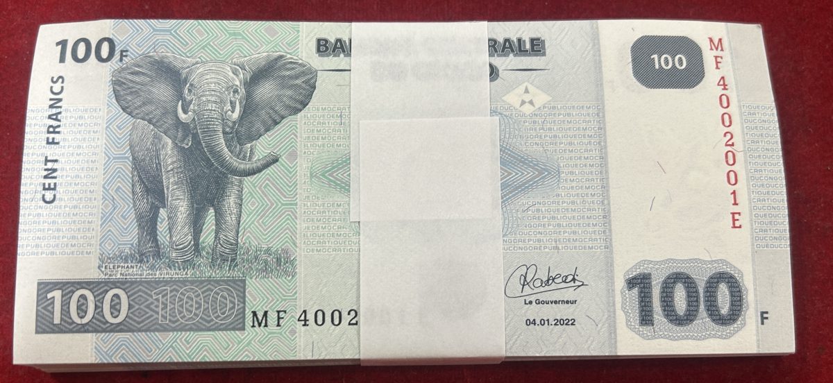 Congo 100 Francs full seriel wise 100 note gem UNC packet note buyer will receive 1 packet different serial number packet