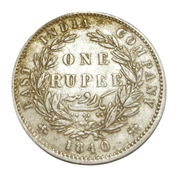 British India Silver Rupee "East India Company" Year 1840 Victoria Divided Legends High Collectable Grade.