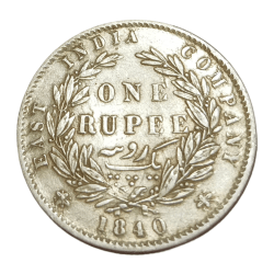 British India Silver Rupee "East India Company" Year 1840 Victoria Divided Legends High Collectable Grade.