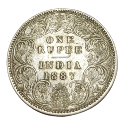 British India Silver Rupee Year 1887 Victoria Empress in High Collectable Grade.