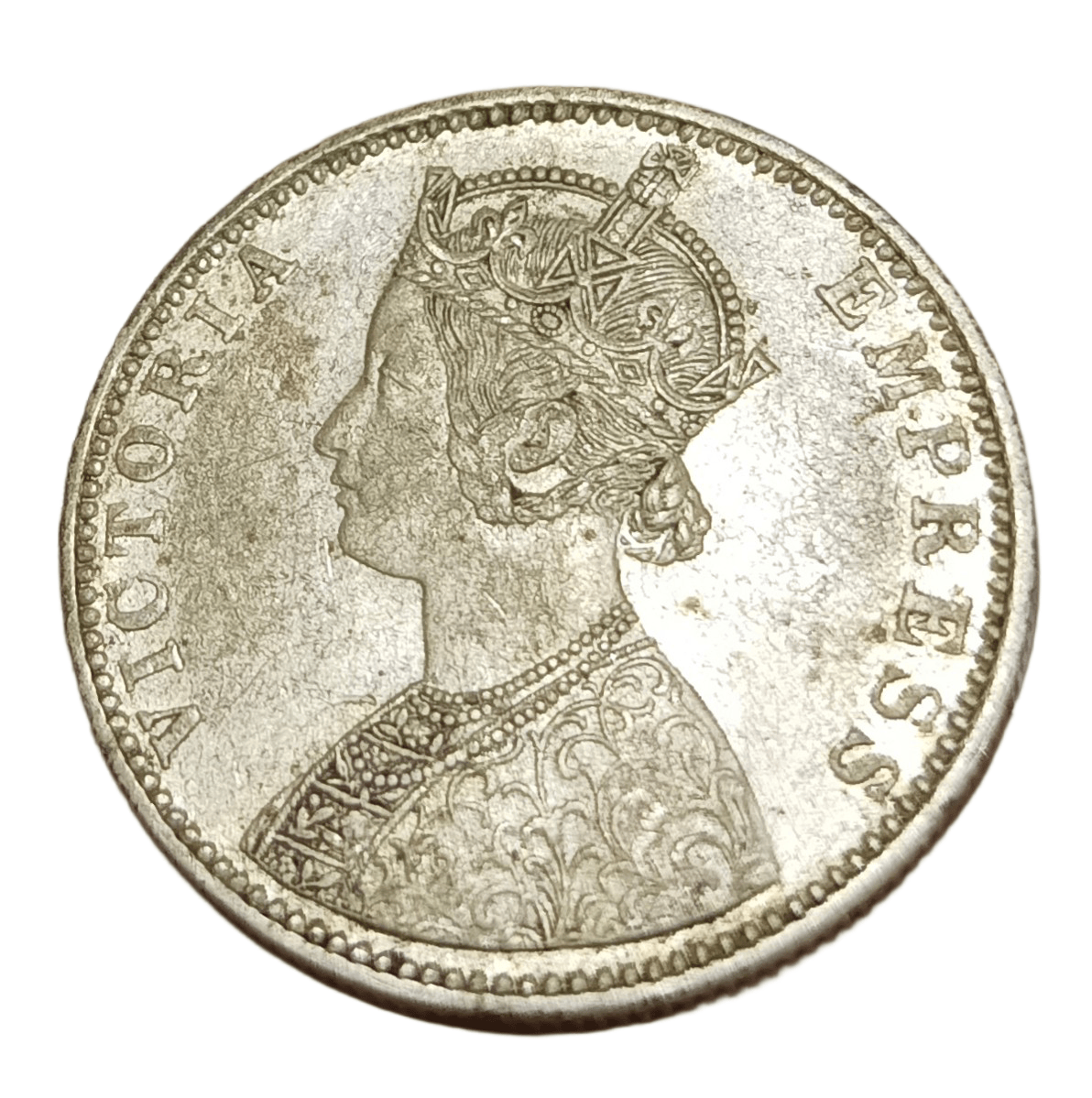 British India Silver Rupee Year 1887 Victoria Empress in High Collectable Grade.