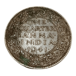 British India Copper One Quarter Anna Key Year 1941 King George-V Bombay Mint **V. Rare** High Collectable Grade.