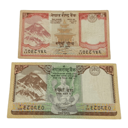Nepal 5 Rupees and 10 Rupees Set 2 Notes are in Collectable Grades.