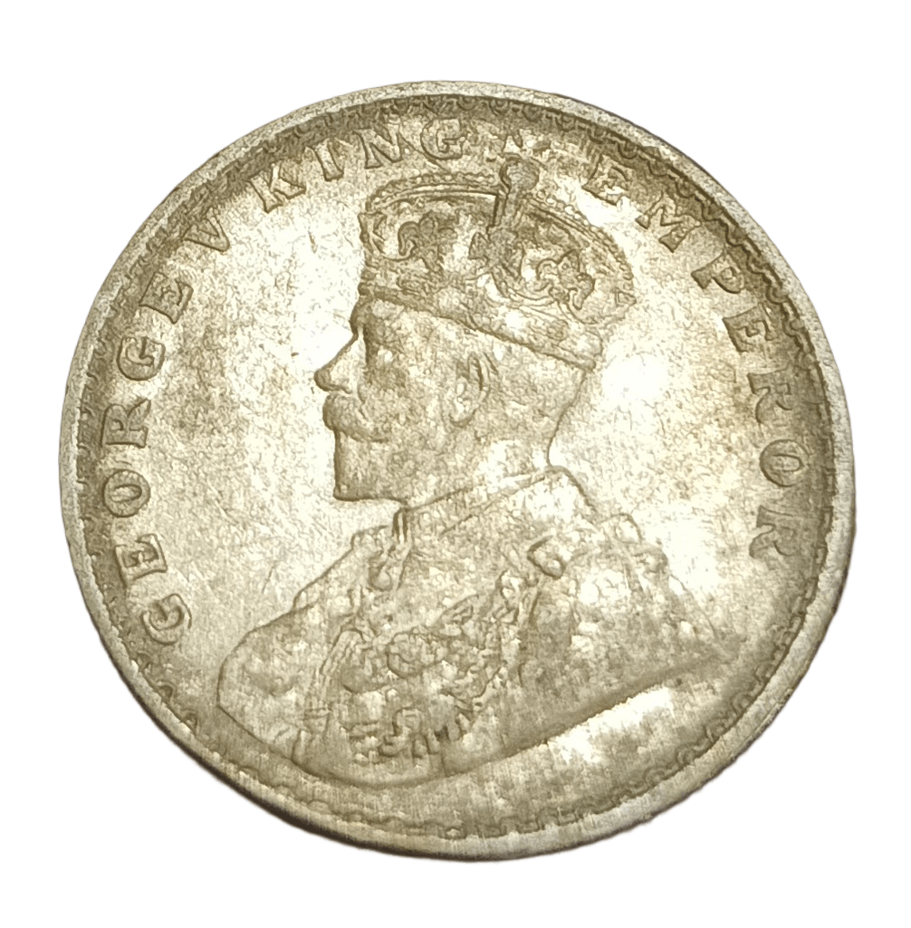 British India Silver Half 1/2 Rupee Year 1917 Big Die CUD or Extra Metal Error **Rare** UNC Grade with Luster