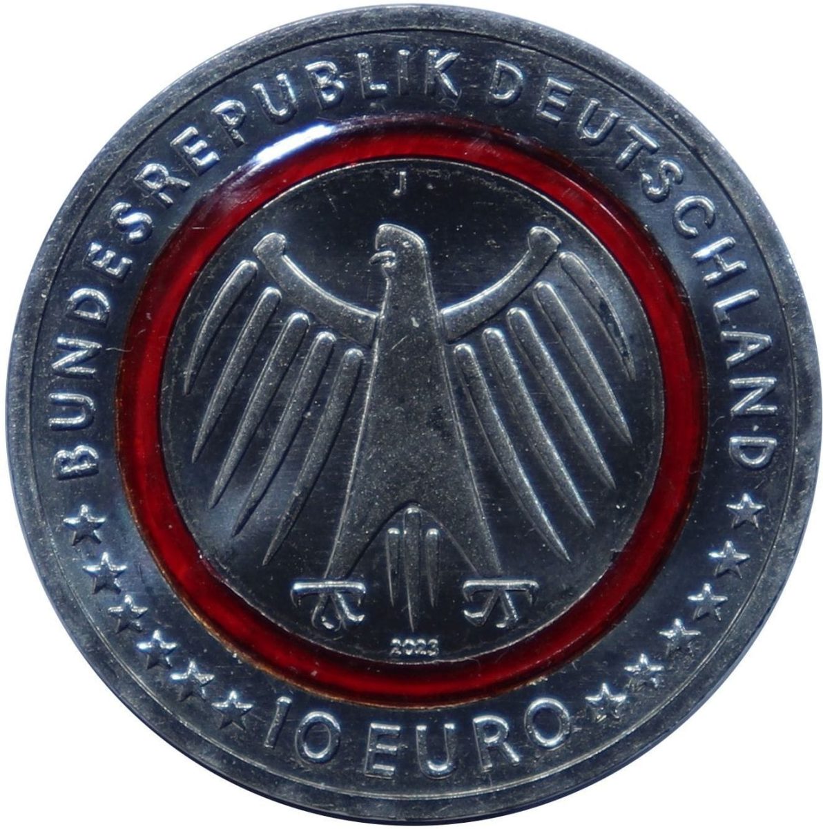 Germany 10 Euros Feuerwehr 2023 unc Trimetallic: copper-nickel core, plastic middle ring and copper-nickel outer ring Rare Coin #M-942