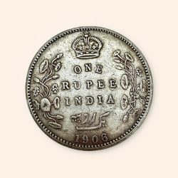 Re 1 British India Edward VII Rupee Silver year 1906 Unique and Rare