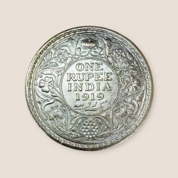 Re 1 British India King George V Rupee Silver year 1919 Unique and Rare