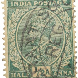 Postal Stamp of George V 1/2 Anna Green Colour -Used Condition as per Image.