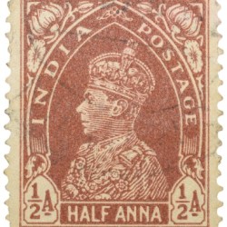 Postal Stamp of George VI 1/2 Anna Brown Colour Service - Used Condition as per Image.