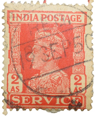 Postal Stamp of George VI 2 Annas Red Colour Service - Used Condition as per Image.