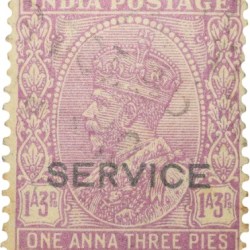 Postal Stamp of George V 1 Anna 3 Pies Pink Colour - Used Condition as per Image.