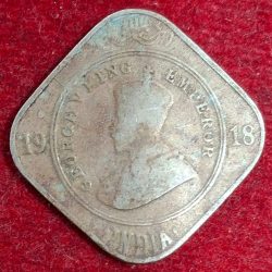 India - British 2 Annas 1918 - George V Rare Lowest Price Coin #M-955